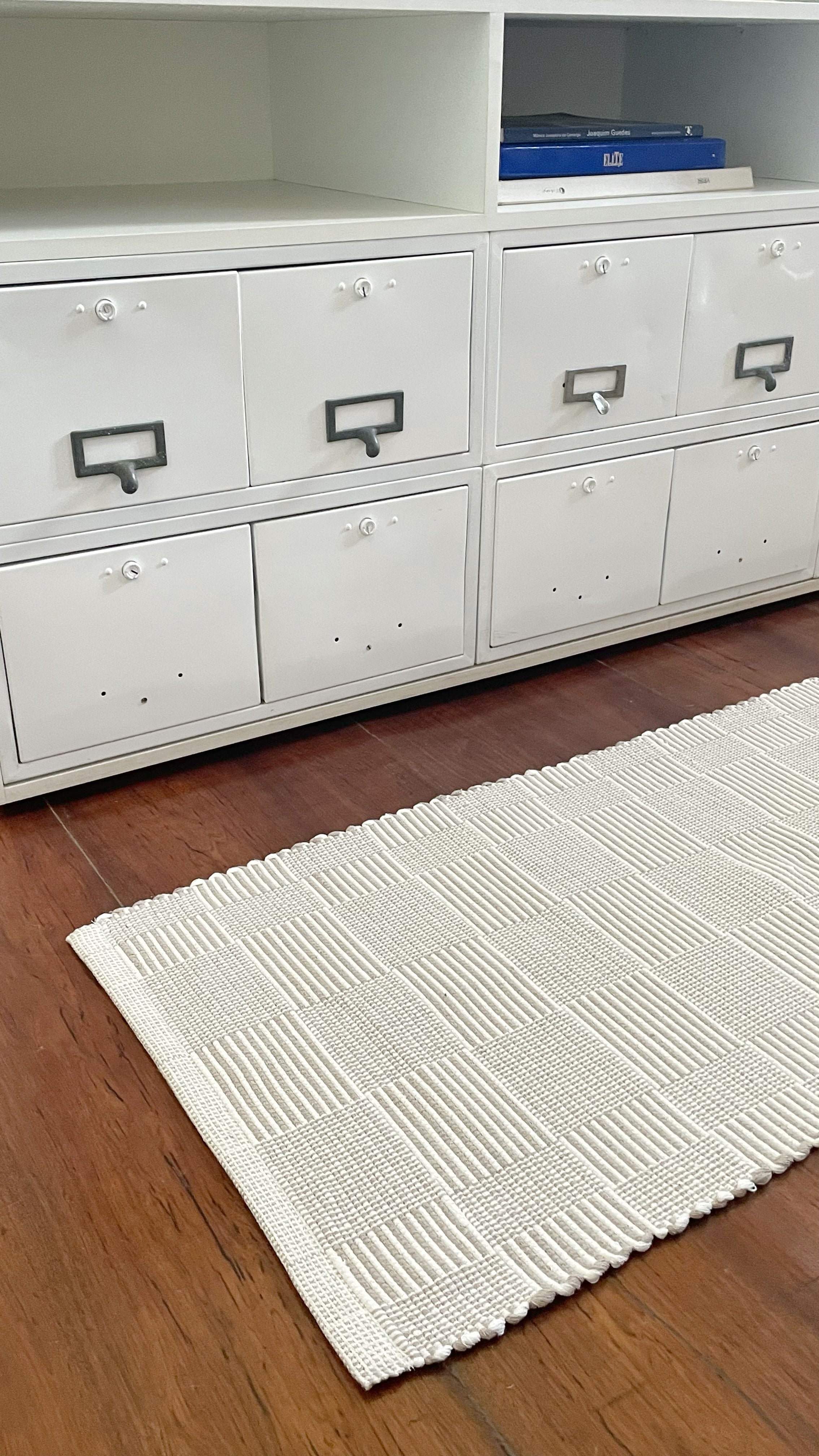 Passadeira / Tapete Una  Quadriculado Artesanal em tear 100% Algodão - Verte